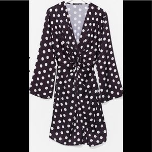 Plus Size Polka Dot Twisted Mini Dress
